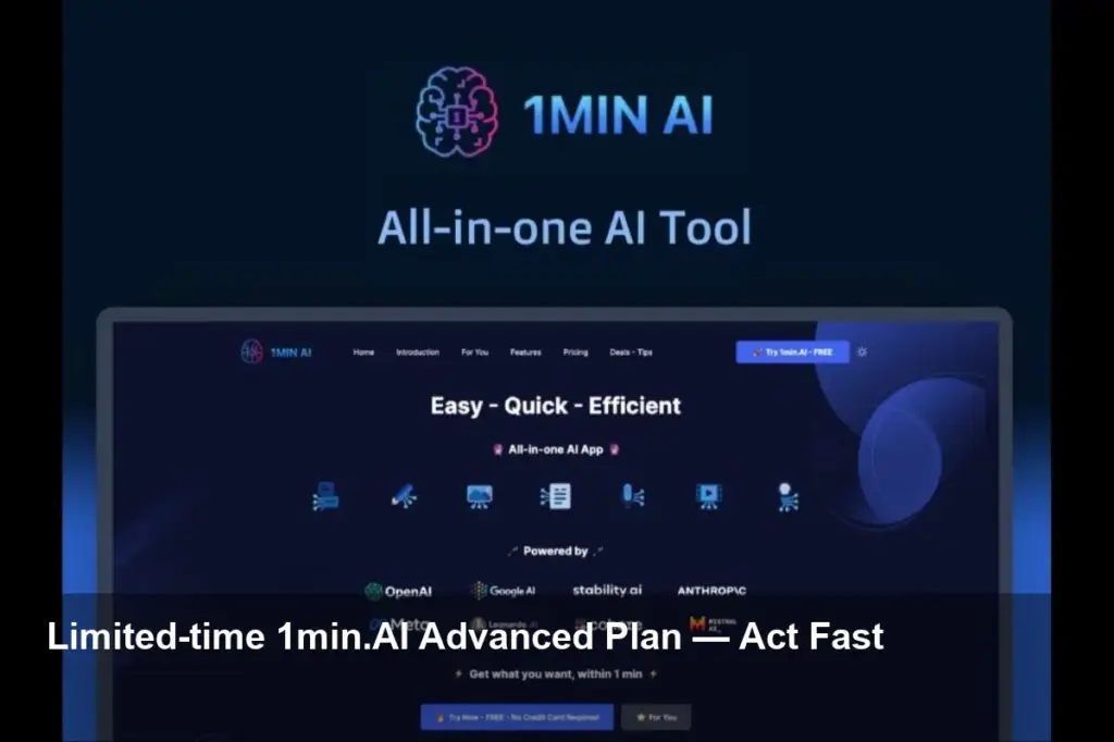 1min.AI Advanced Plan Slashed to $59.99 — Hurry Now
