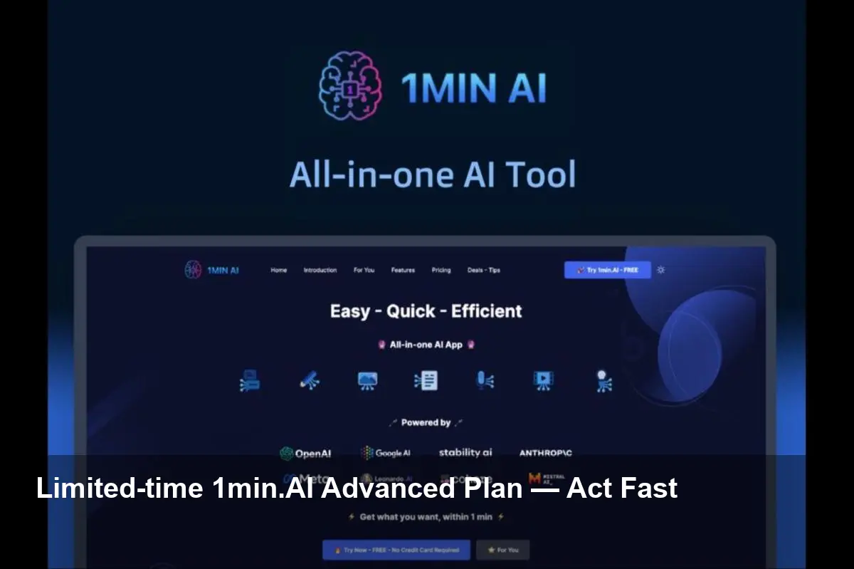 1min.AI Advanced Plan Slashed to $59.99 — Hurry Now