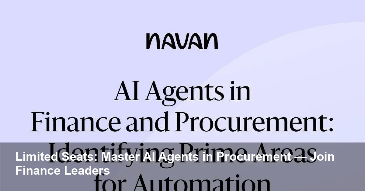 AI Agents in Finance & Procurement Roundtable — London 2026