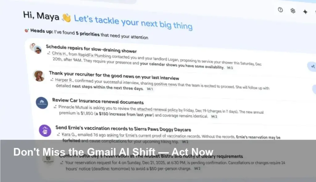 Gmail Overhaul Brings Gemini AI Summaries & Priorities