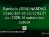 SYM closes $61.65 — AI automation risk rises — analyst view